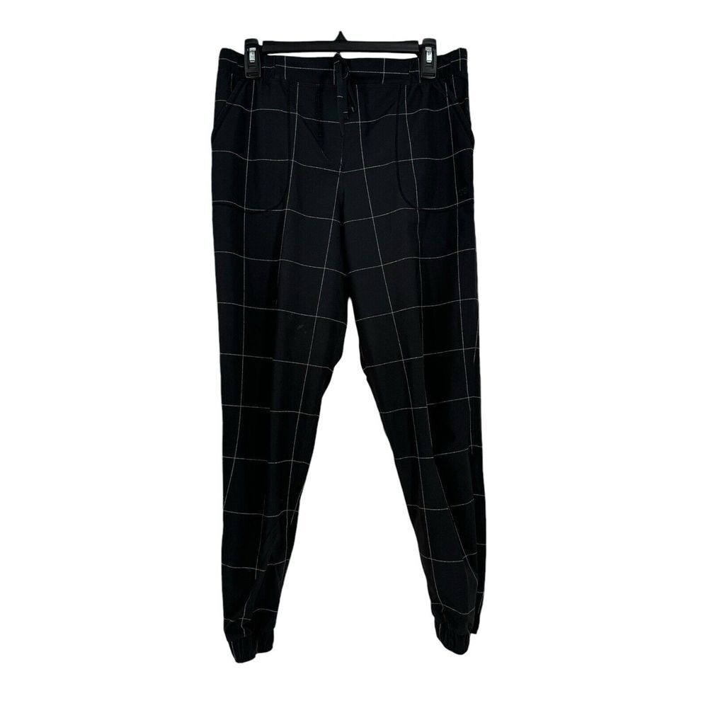 Albion Destination Joggers Pants Windowpane Pull On Pockets Black Size Small‎